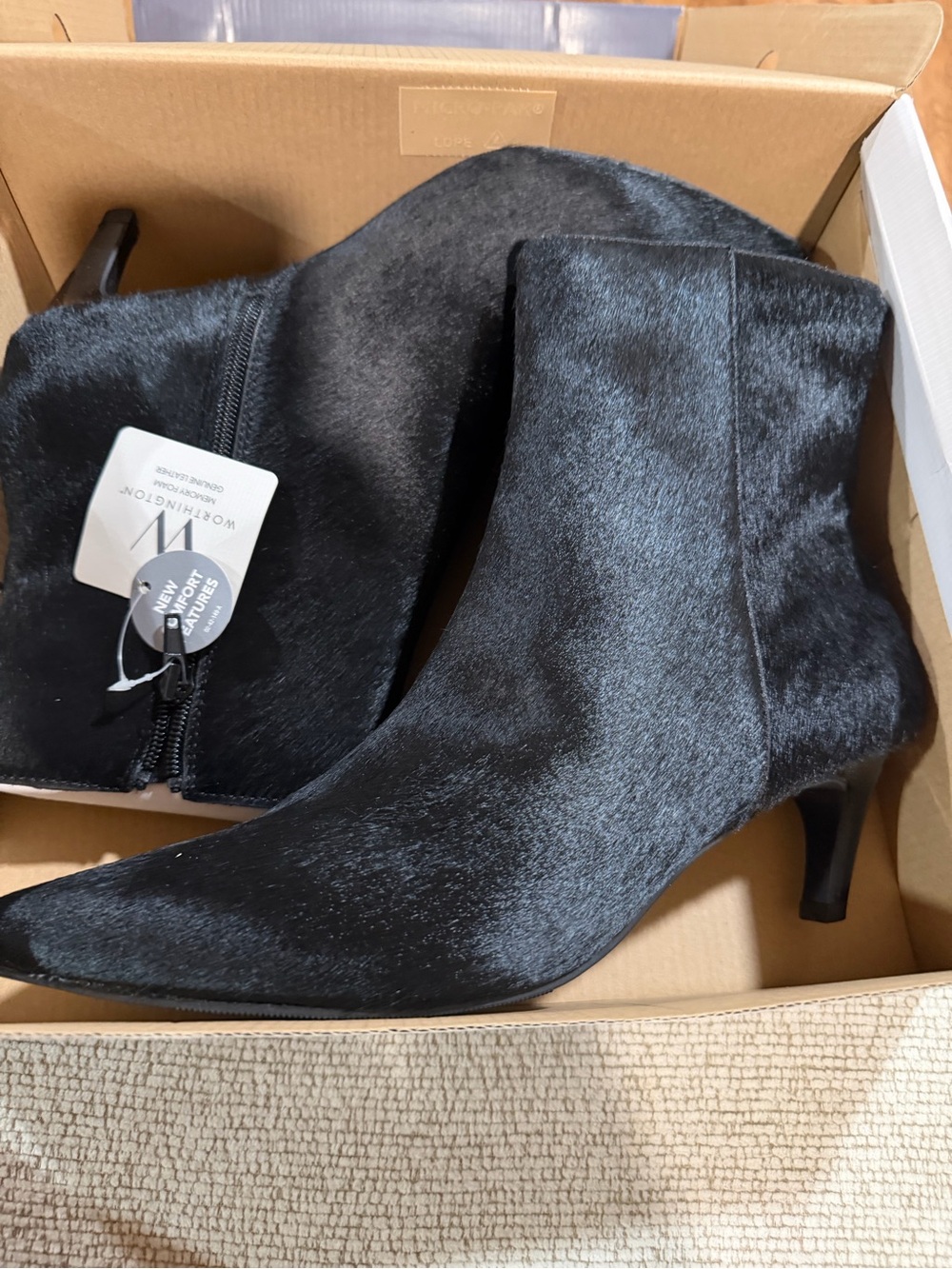 Worthington Black Satin-Look Kitten Heel Ankle Boots